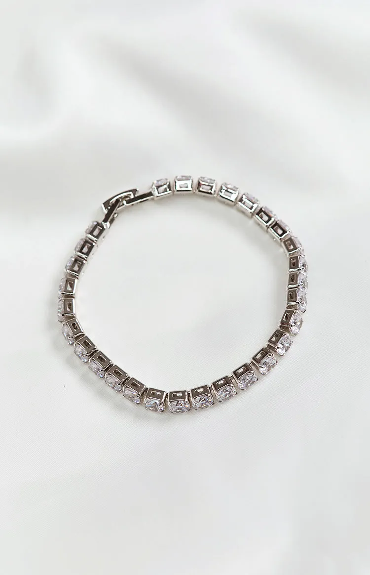 Kim Silver Cubic Zirconia Tennis Bracelet sold by Beginning Boutique product image thumbnail 3