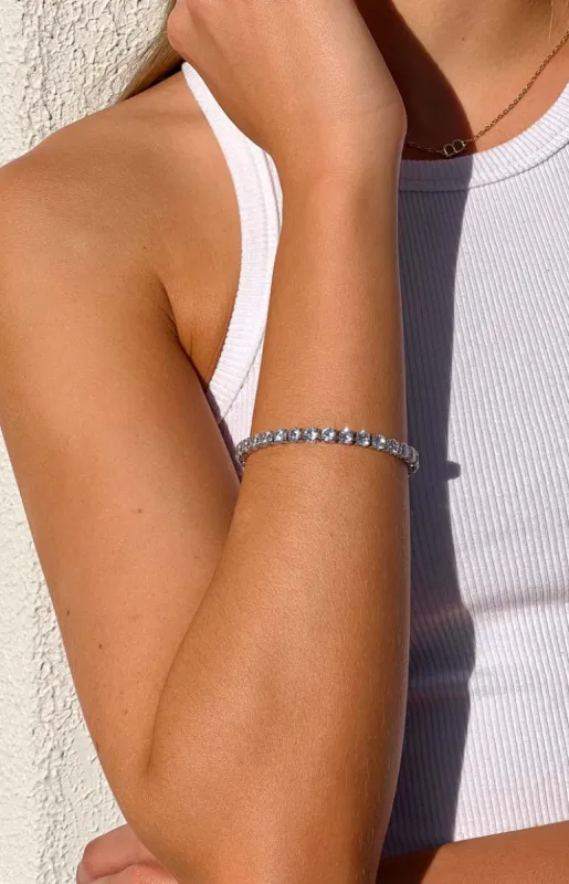 Kim Silver Cubic Zirconia Tennis Bracelet sold by Beginning Boutique