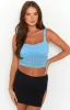 Dava Blue Mesh Ruched Top sold by Beginning Boutique