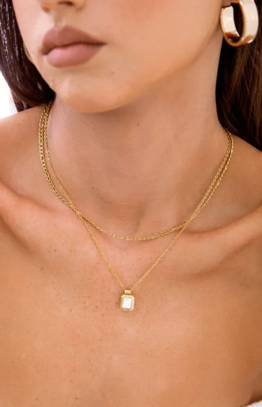 Hettie Stainless Steel Stone Pendant Necklace sold by Beginning Boutique