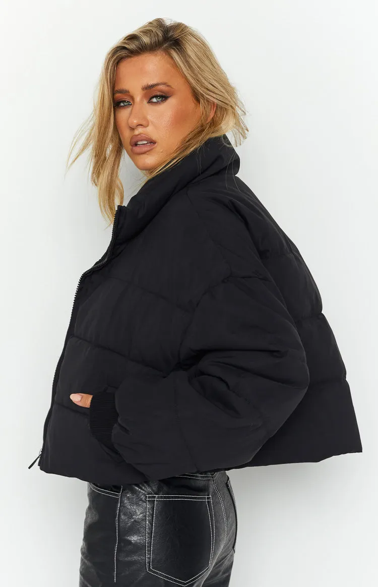 Fuego Puffer Cropped Jacket Black sold by Beginning Boutique product image thumbnail 5