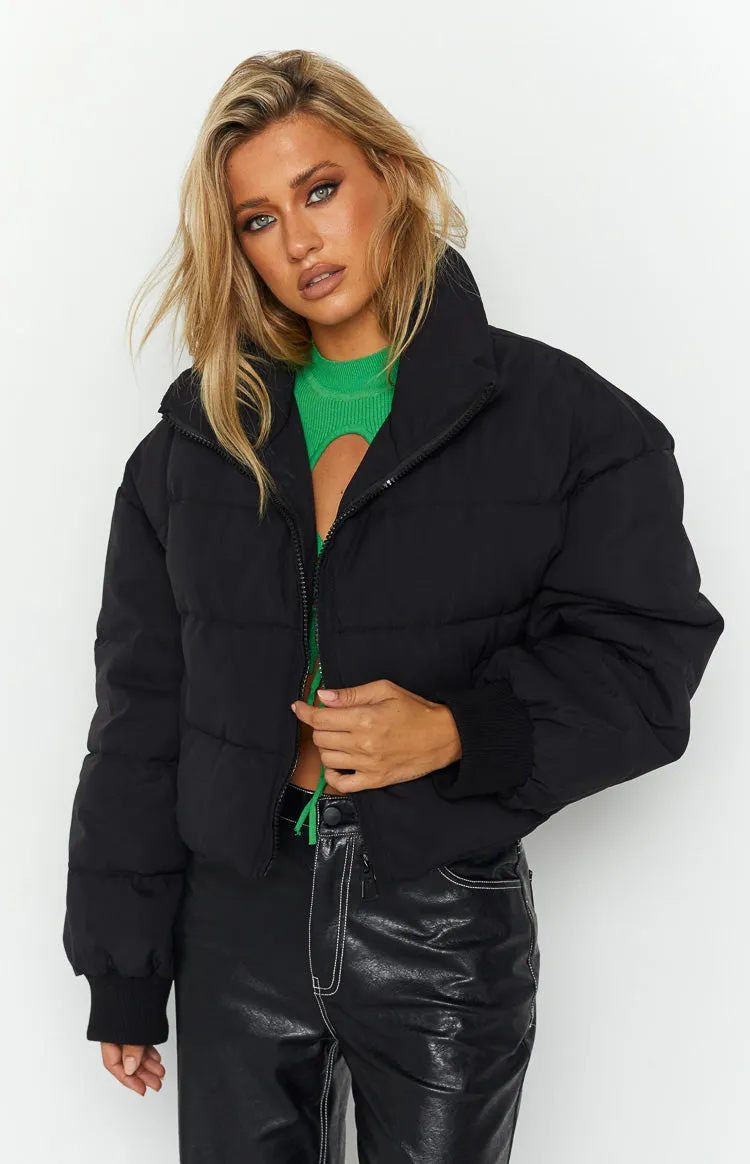Fuego Puffer Cropped Jacket Black sold by Beginning Boutique product image thumbnail 4