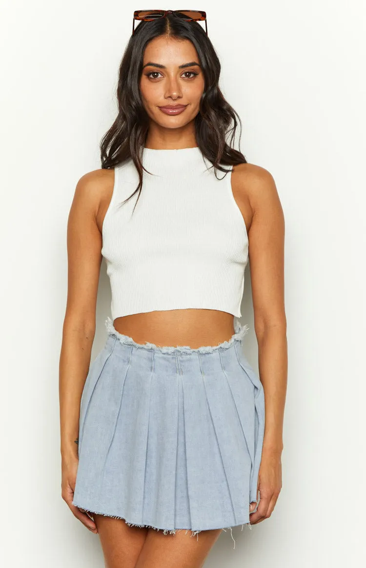 You're Mine Blue Denim Pleated Mini Skirt sold by Beginning Boutique product image thumbnail 3