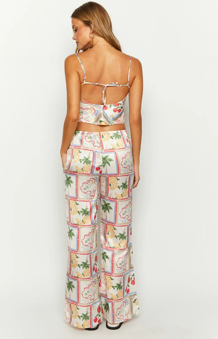 Bridget White Satin Roma Print Pants sold by Beginning Boutique product image thumbnail 5