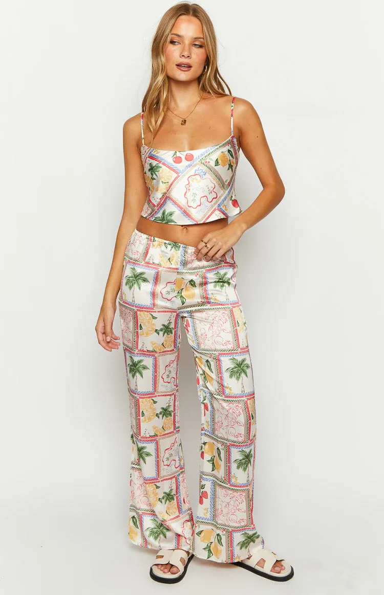 Bridget White Satin Roma Print Pants sold by Beginning Boutique product image thumbnail 2