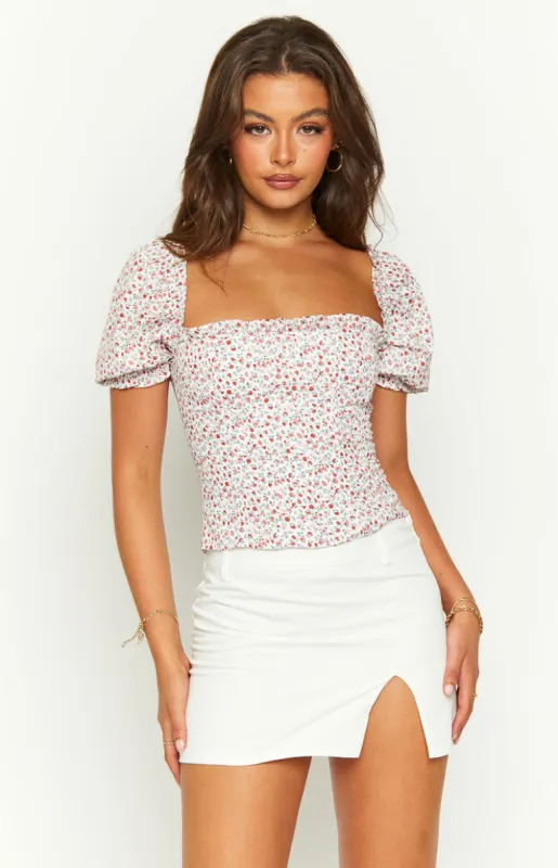 Kyla Floral Puff Sleeve Top sold by Beginning Boutique