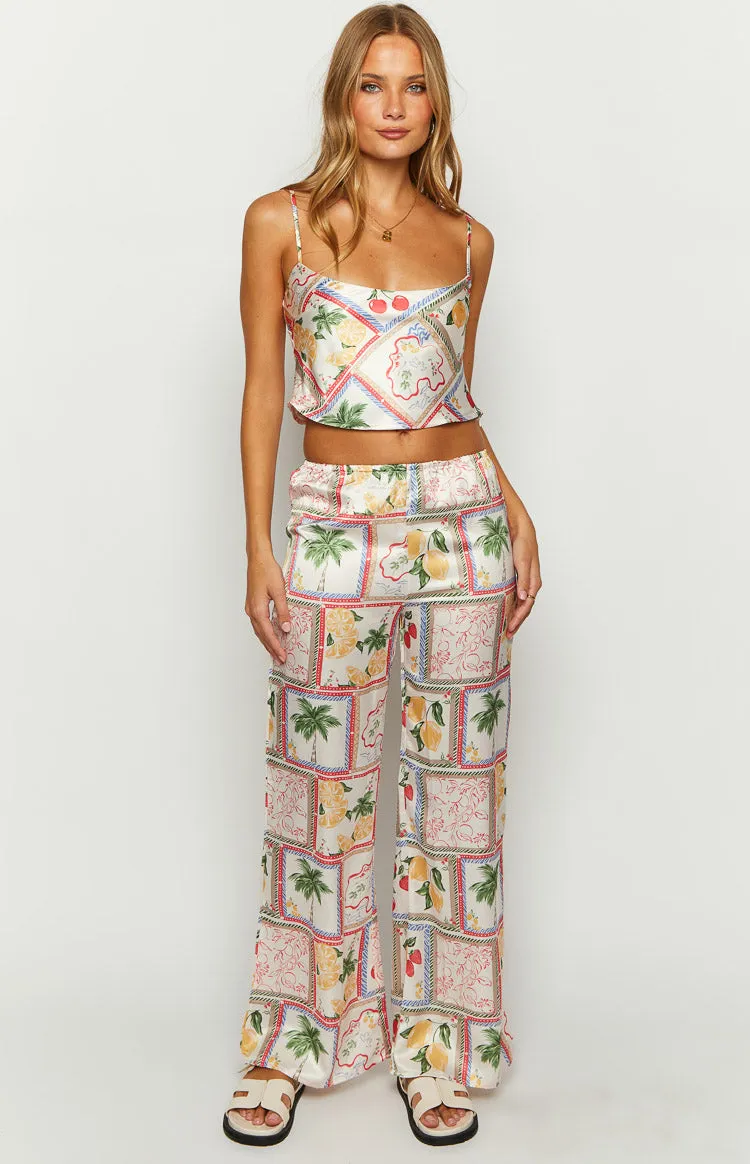 Bridget White Satin Roma Print Pants sold by Beginning Boutique product image thumbnail 3