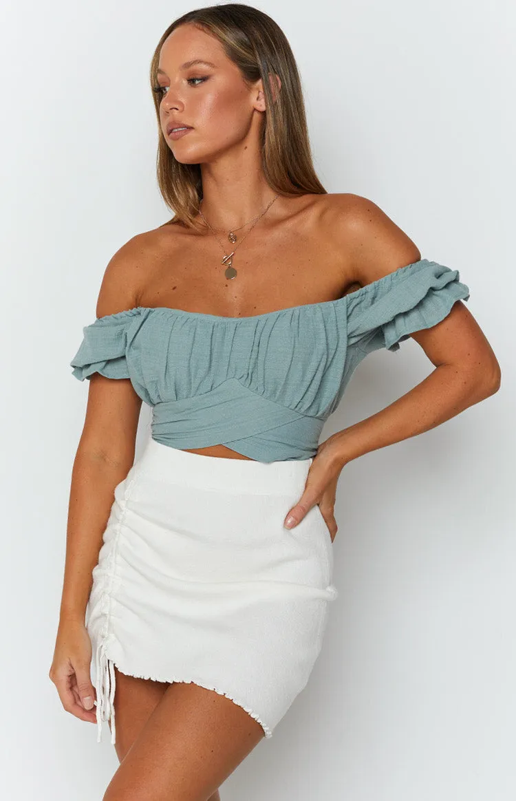 Heritage Wrap Top Sage sold by Beginning Boutique