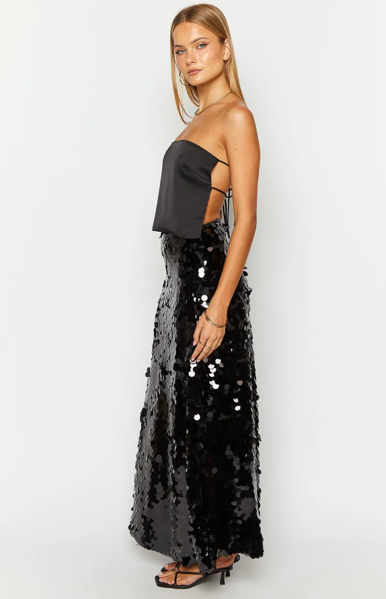 Genevieve Black Sequin Maxi Skirt sold by Beginning Boutique product image thumbnail 5