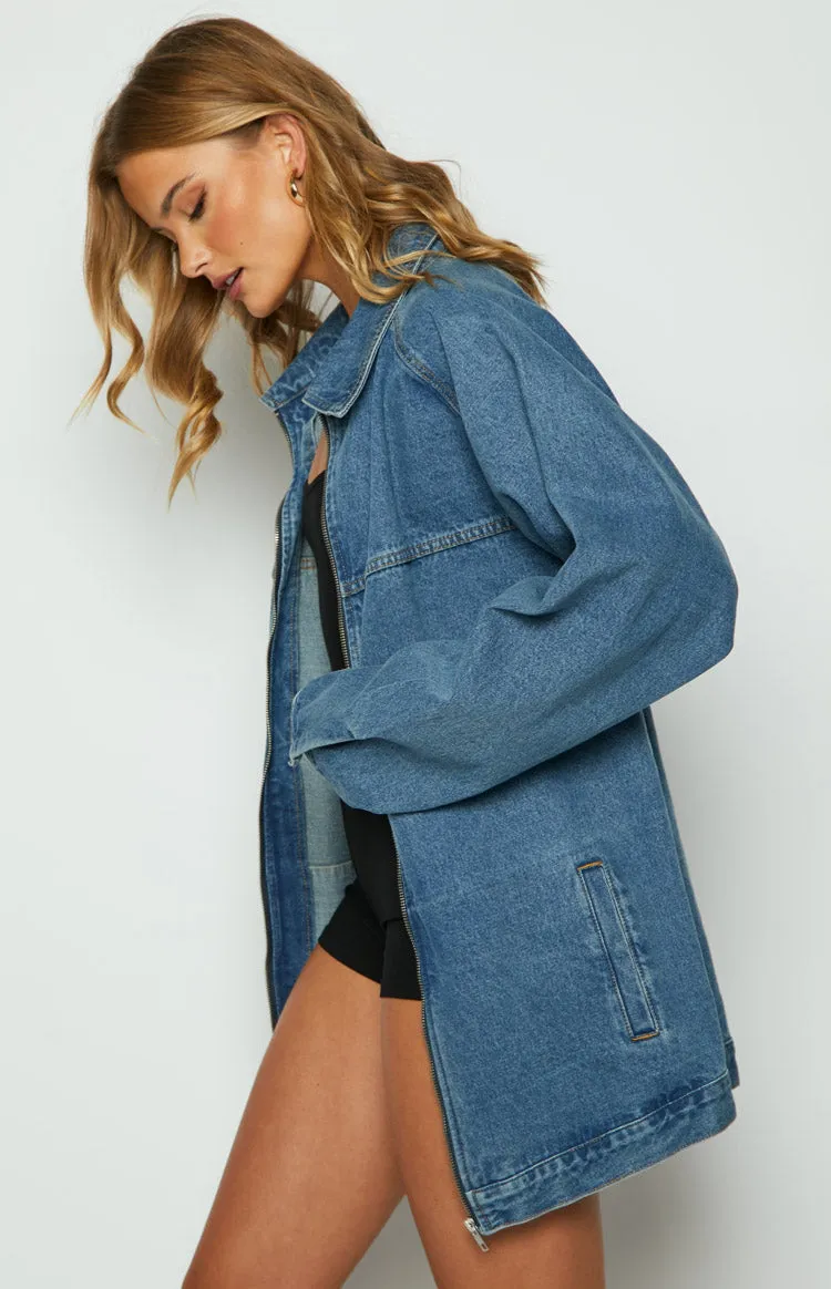 Sally Blue Oversized Denim Jacket sold by Beginning Boutique product image thumbnail 4