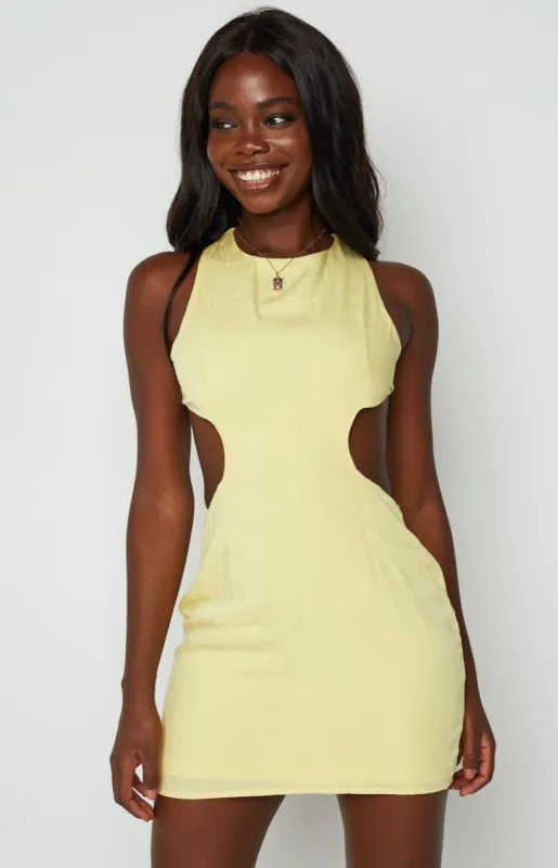 Miley Yellow Mini Dress sold by Beginning Boutique
