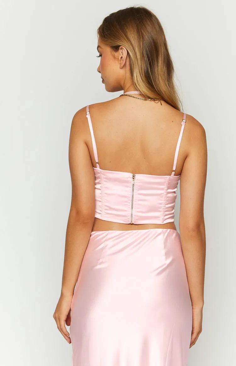 Azriel Pink Satin Corset Top sold by Beginning Boutique product image thumbnail 5
