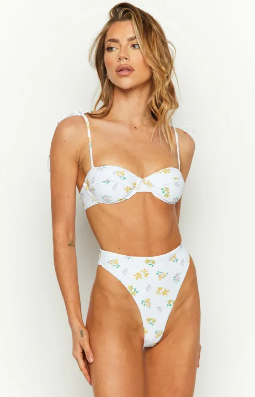 9.0 Swim Jamilla White Floral Print Bikini Top sold by Beginning Boutique