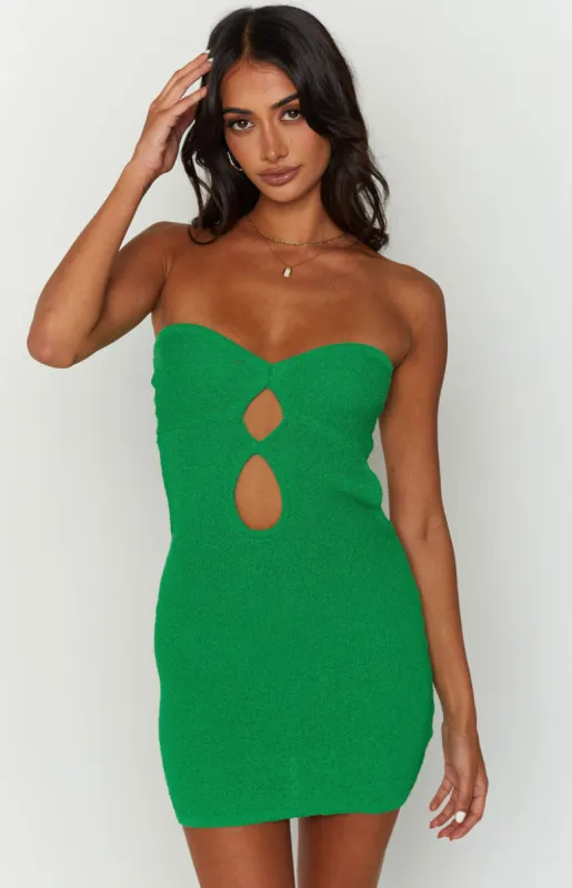 Alisha Green Strapless Mini Dress sold by Beginning Boutique