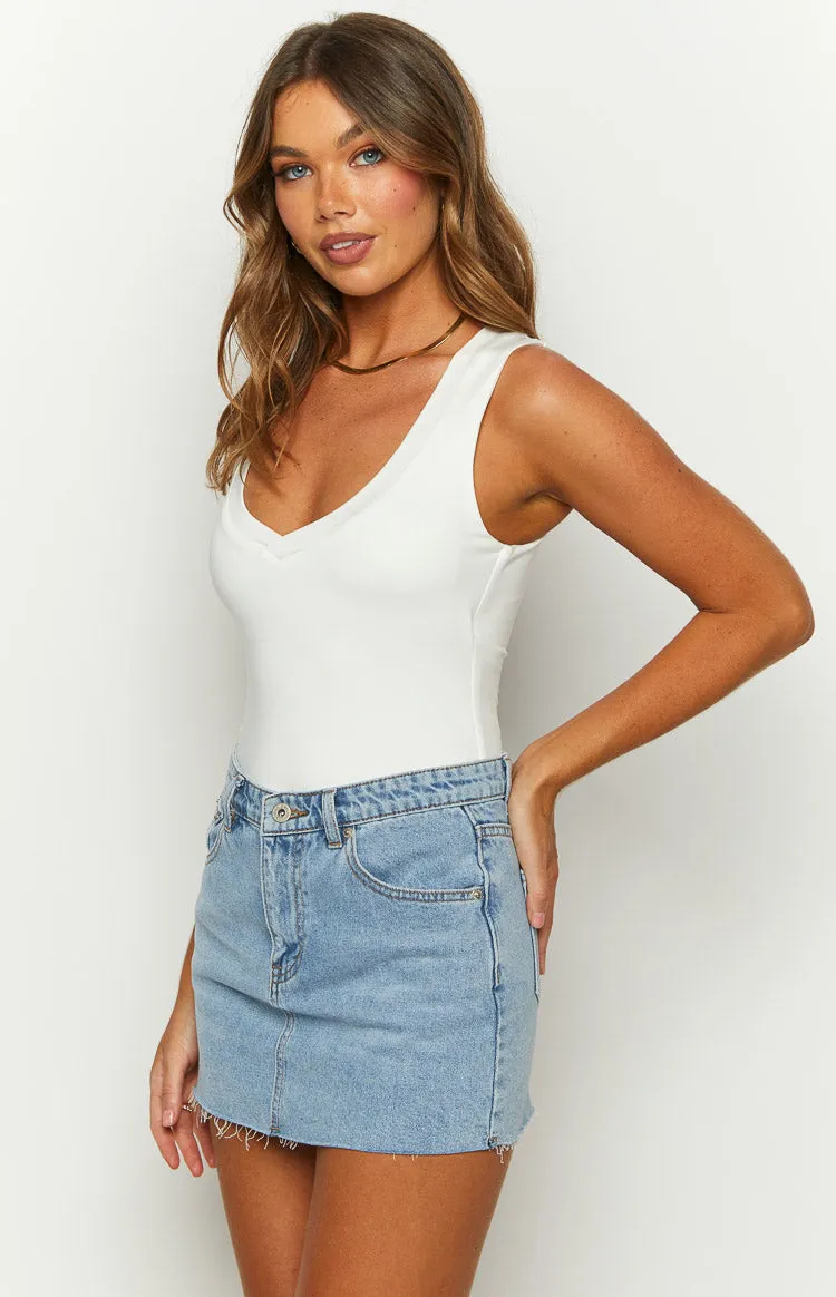 Miami White V-Neck Bodysuit sold by Beginning Boutique product image thumbnail 4