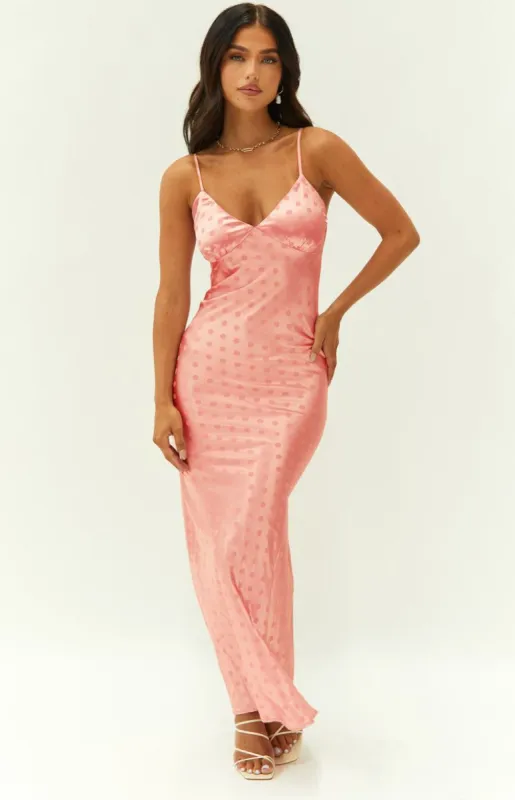 Lola Peach Midi Dress sold by Beginning Boutique