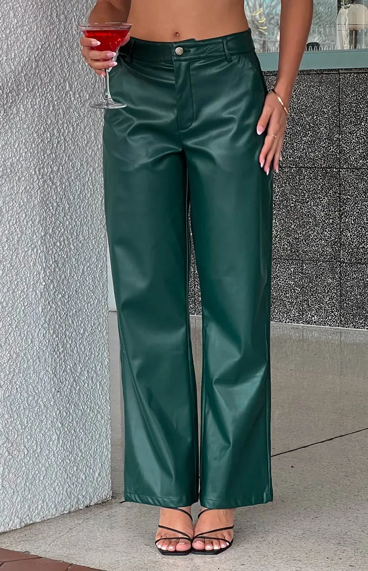 Cool Shade Forest Green PU Pants sold by Beginning Boutique