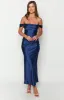 Ella Navy Off Shoulder Formal Maxi Dress sold by Beginning Boutique