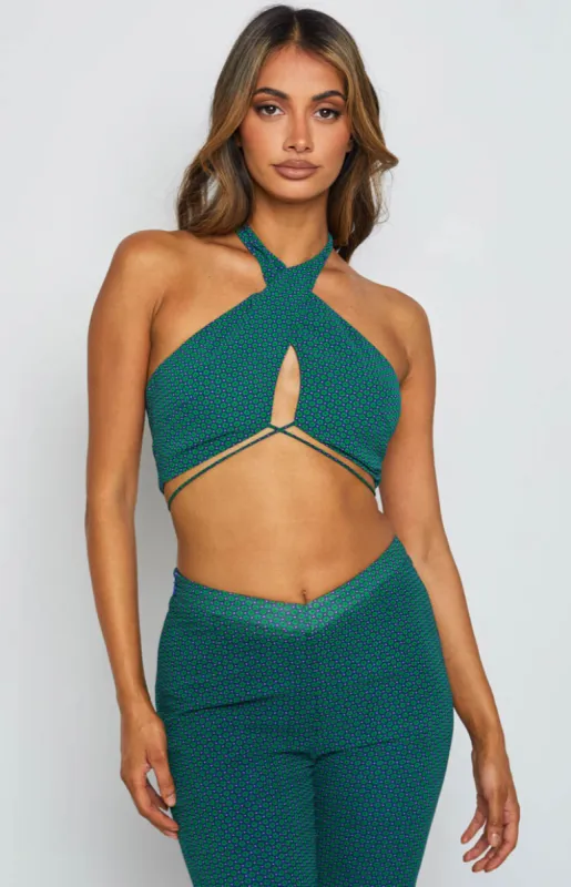 Clifford Teal Halter Top sold by Beginning Boutique