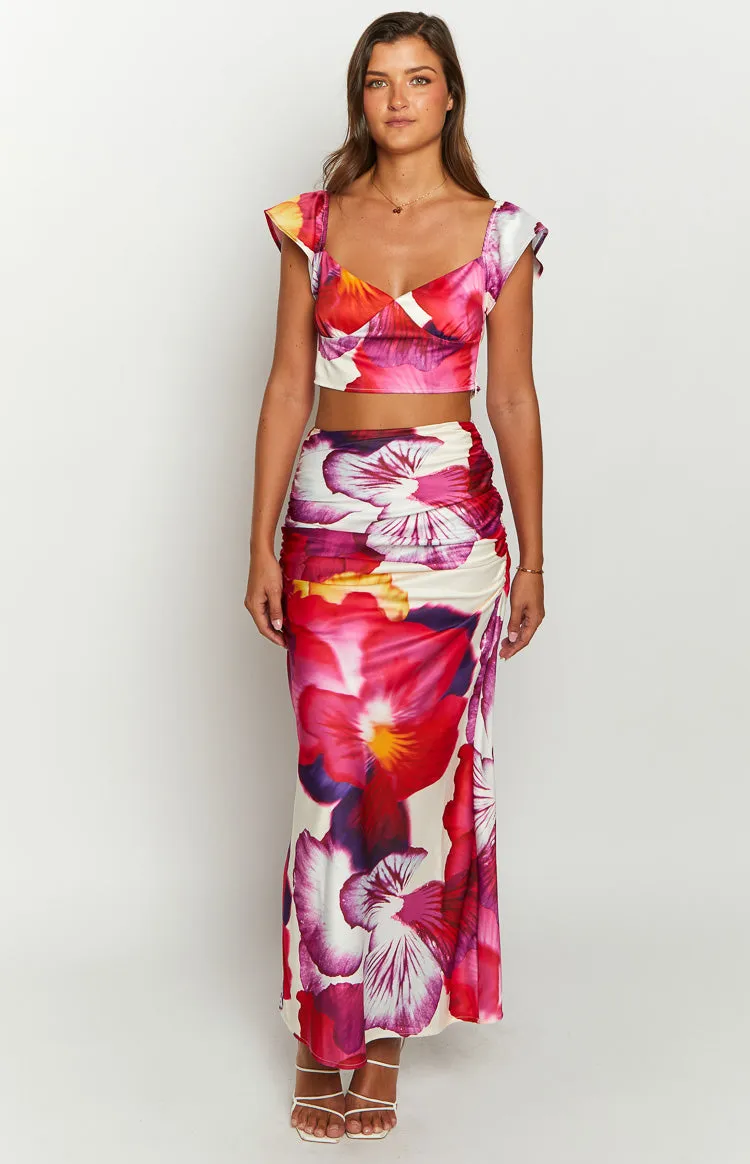 Romantic Rose Pink Floral Print Crop Top sold by Beginning Boutique product image thumbnail 2