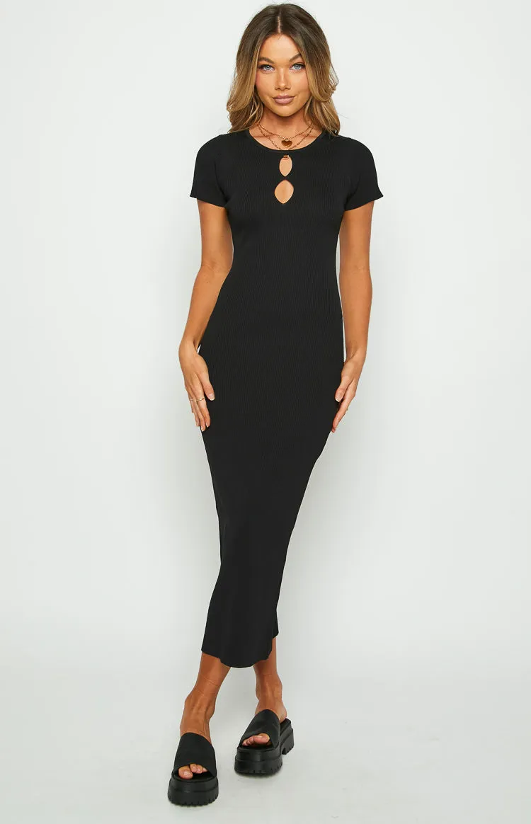 Knox Black Knit Midi Dress sold by Beginning Boutique