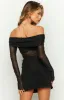 Sky Black Mesh Off Shoulder Top sold by Beginning Boutique