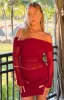 Sky Red Mesh Off Shoulder Top sold by Beginning Boutique