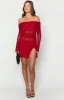 Sky Red Mesh Off Shoulder Top sold by Beginning Boutique