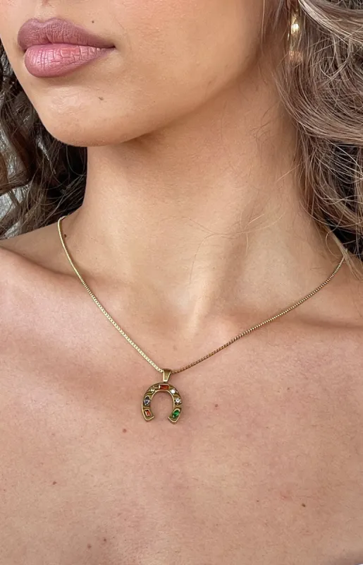 Georgia Gold U-Shaped Horseshoe Pendant Necklace sold by Beginning Boutique