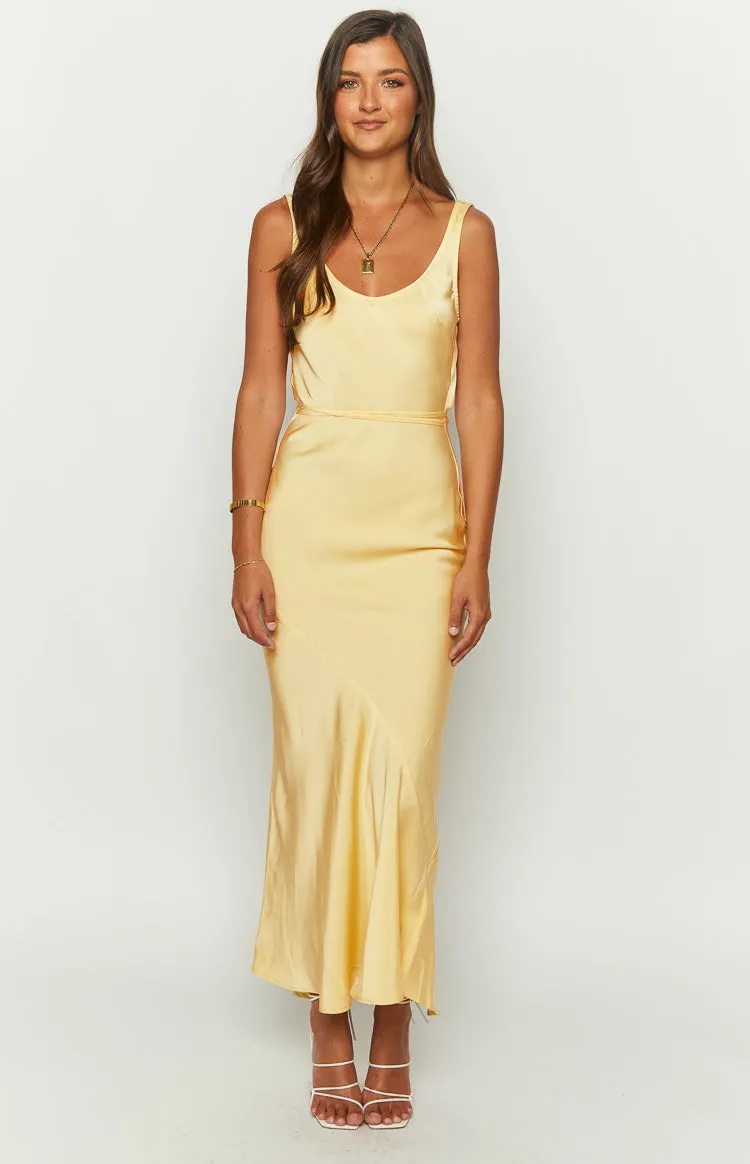 Carnation Yellow Satin Maxi Dress sold by Beginning Boutique product image thumbnail 2