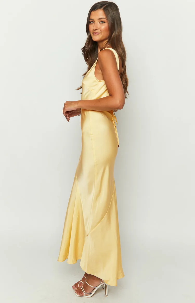 Carnation Yellow Satin Maxi Dress sold by Beginning Boutique product image thumbnail 4
