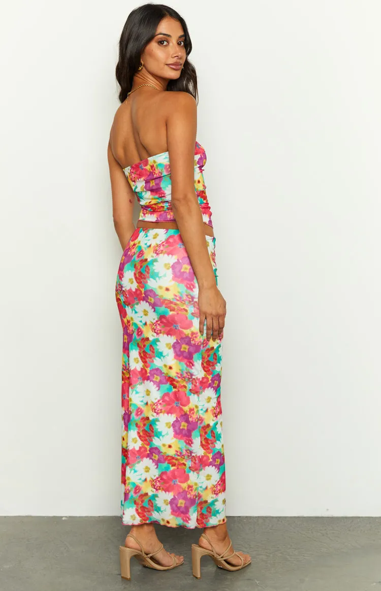 When in Rome Floral Print Mesh Maxi Skirt sold by Beginning Boutique product image thumbnail 5