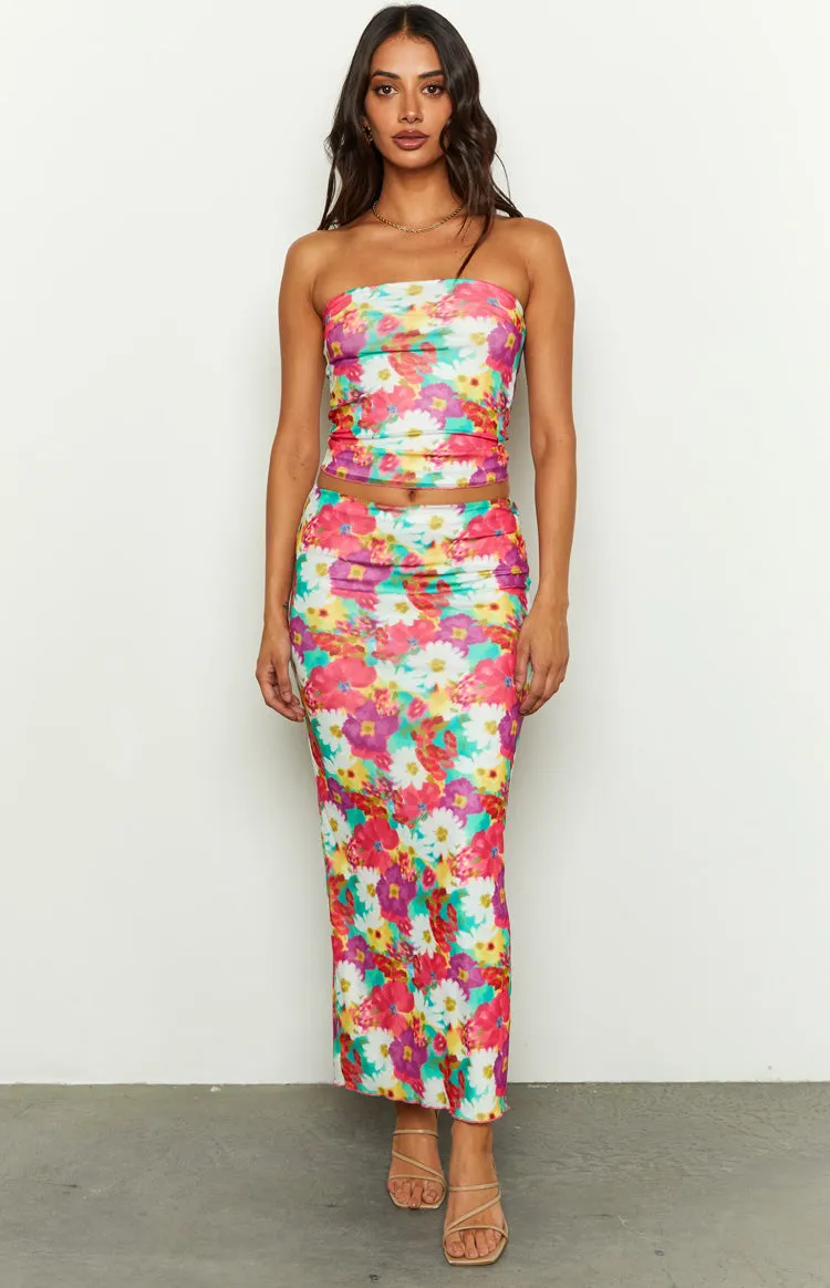When in Rome Floral Print Mesh Maxi Skirt sold by Beginning Boutique product image thumbnail 2
