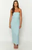 Imogen Blue Lace Strapless Maxi Dress sold by Beginning Boutique