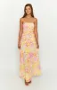 Sinclair Yellow Floral Print Strapless Maxi Dress sold by Beginning Boutique