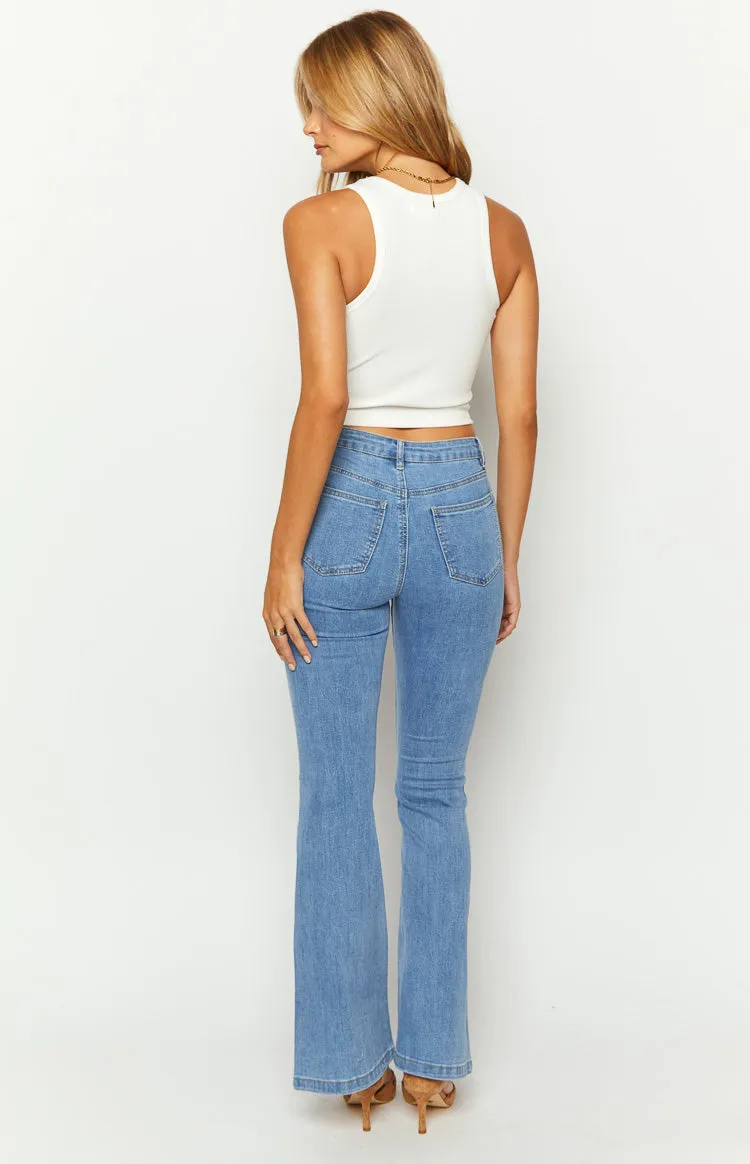 Elowen Mid Wash Flared Denim Jeans sold by Beginning Boutique product image thumbnail 5