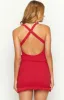 Astrodust Red Lace Mini Dress sold by Beginning Boutique