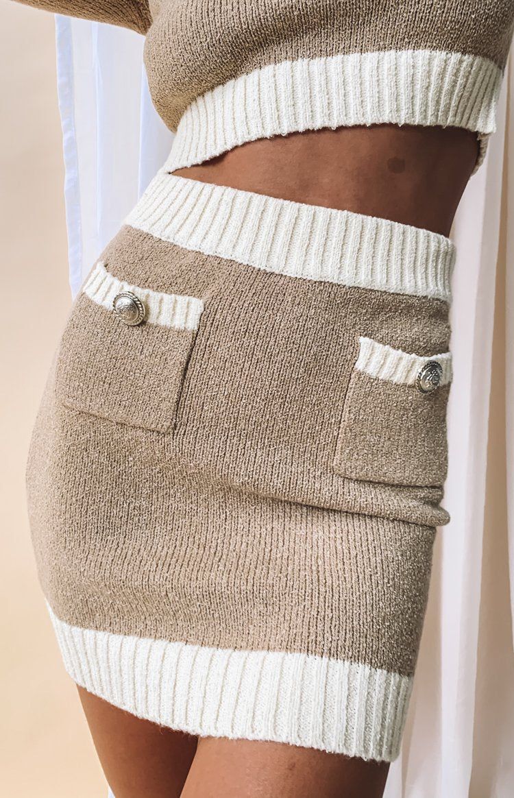 May Knit Mini Skirt Nude sold by Beginning Boutique