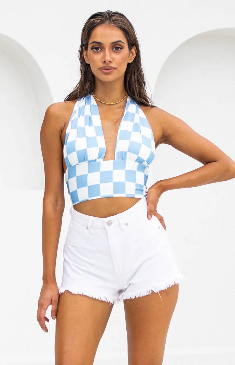 Hypnotize Crop Top Blue sold by Beginning Boutique