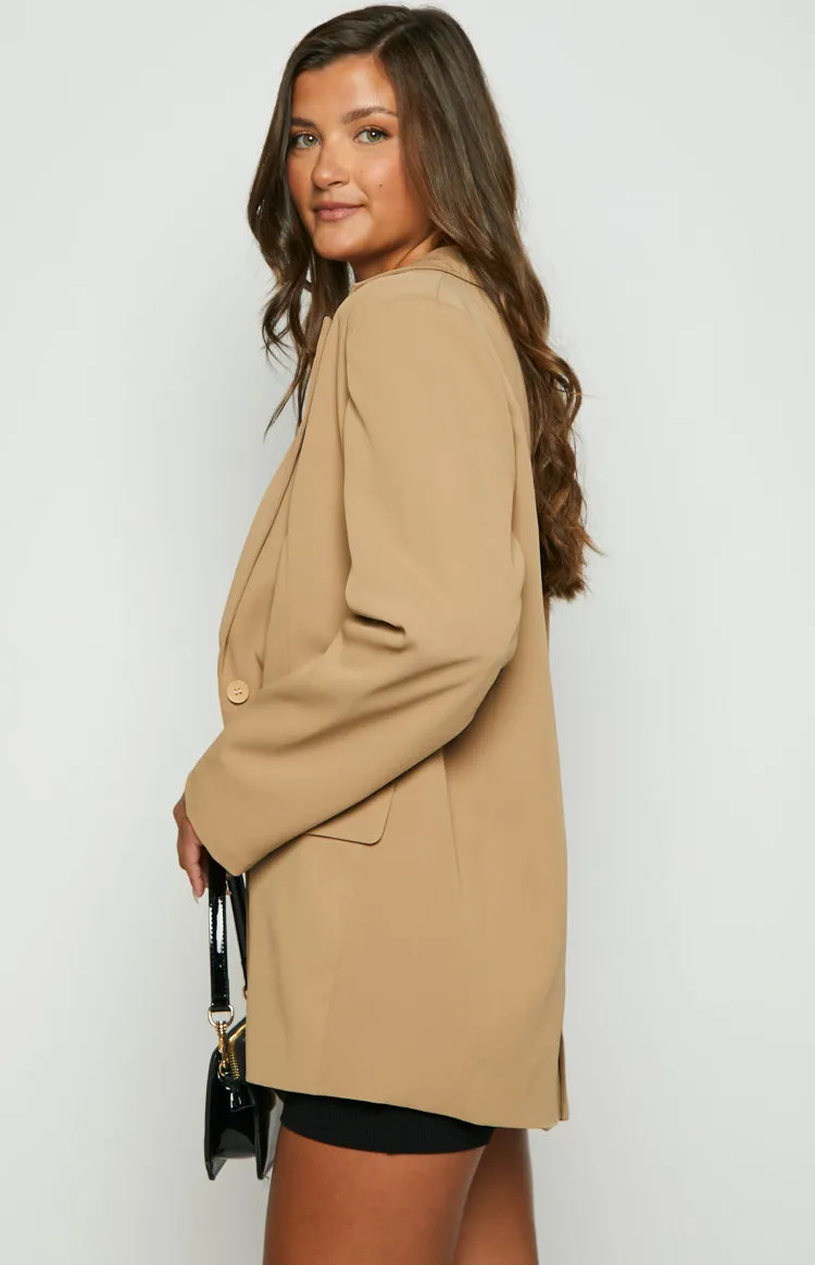 Logan Tan Oversized Blazer sold by Beginning Boutique product image thumbnail 4