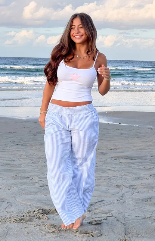 Mahalia Light Blue Stripe Pants sold by Beginning Boutique