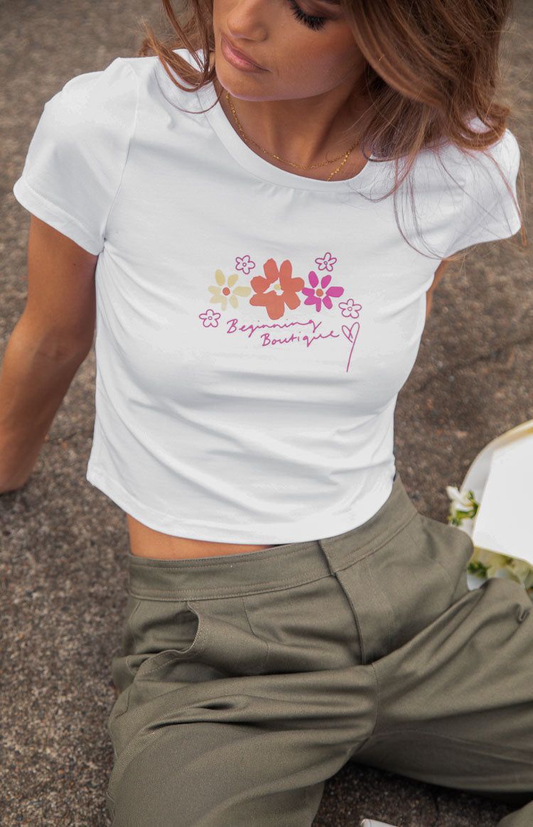 Summer Bloom White Graphic Tee sold by Beginning Boutique product image thumbnail 2