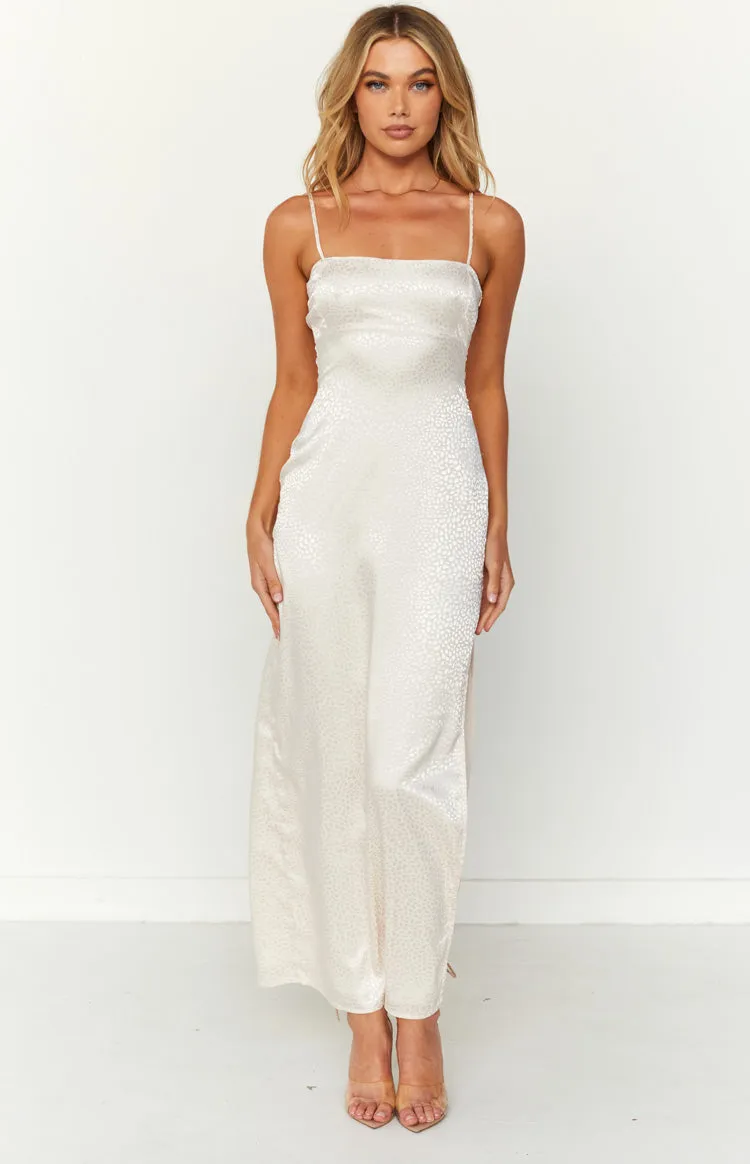 Aria Off White Backless Maxi Dress sold by Beginning Boutique