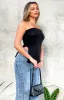 Mordani Black Knit Strapless Top sold by Beginning Boutique