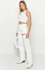 Gem Diamante Trim Wide Leg White Denim Jeans sold by Beginning Boutique