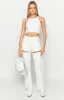 Gem Diamante Trim Wide Leg White Denim Jeans sold by Beginning Boutique