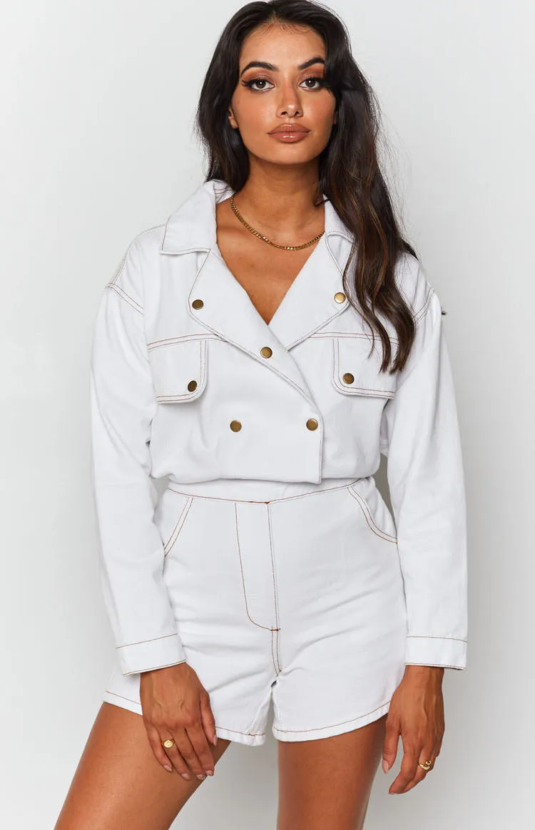 Lizzo Denim Jumpsuit Cream sold by Beginning Boutique
