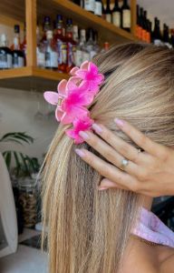 Blossom Bloom Pink Flower Hair Clip sold by Beginning Boutique