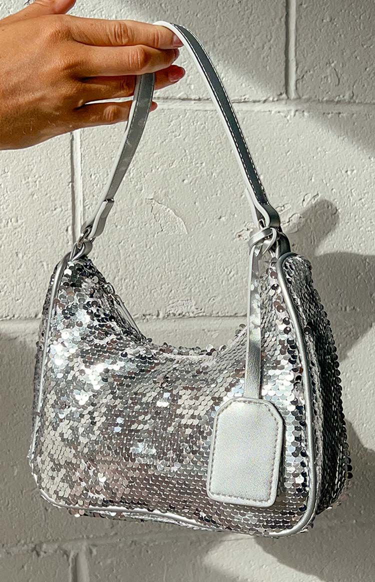 Peta & Jain Niah Silver Sequin Shoulder Bag sold by Beginning Boutique