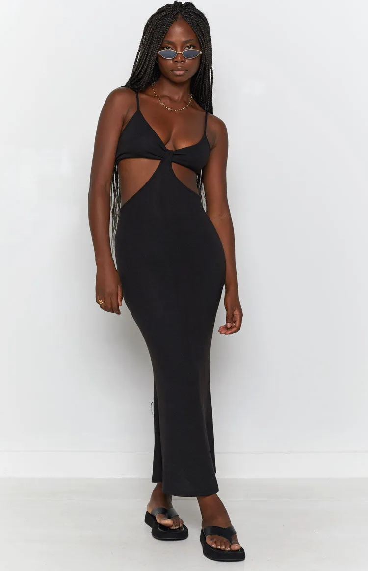 Catalina Cut Out Midi Dress Black sold by Beginning Boutique